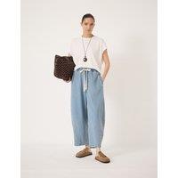 HUSH Supersoft Elasticated High Waisted Barrel Jeans Light Blue