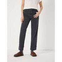 HUSH Mid Rise Straight Leg Turn Up Jeans Black
