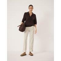 HUSH Mid Rise Straight Leg Turn Up Jeans Ecru Mix