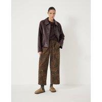 HUSH Pure Cotton Leopard Print Barrel Leg Trousers Brown Mix