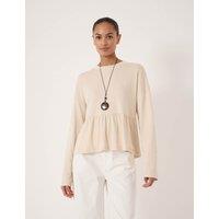 HUSH Pure Cotton Peplum Top Beige