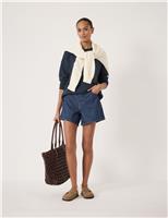 Pure Cotton Denim Striped Shorts