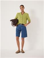 HUSH Celeste Linen and Cotton Short Sleeve Cardigan Lime Green