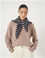 Wool Blend Knitted Striped Triangle Scarf