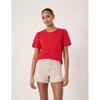 HUSH Pure Cotton Puff Sleeve T-Shirt Bright Red