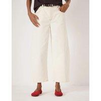HUSH High Waisted Wide Leg Ankle Grazer Jeans Ecru