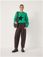 HUSH Pure Cotton Embroidered Star Relaxed Sweatshirt Green Mix
