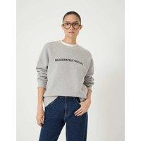 HUSH Pure Cotton Embroidered Slogan Sweatshirt Grey Mix