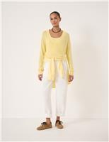 HUSH Coralie Linen and Cotton V-Neck Jumper Yellow