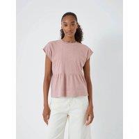 HUSH Pure Cotton Pleat Release T-Shirt Pink
