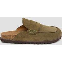 HUSH Suede Padded Flat Mules Olive