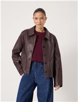 Leather Collared Jacket