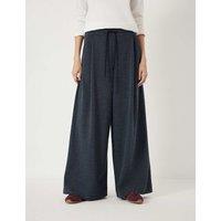 HUSH Jersey Check Wide Leg Drawstring Trousers Charcoal