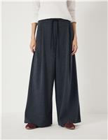 HUSH Jersey Check Wide Leg Drawstring Trousers Charcoal