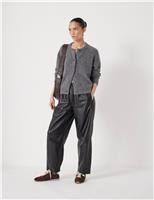Leather Barrel Leg Trousers