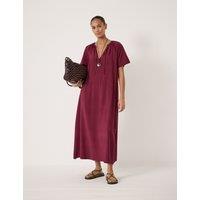 HUSH Liddie Tie Neck Midaxi Tea Dress Dark Red