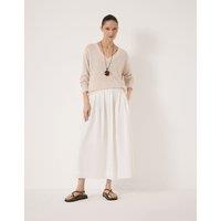 HUSH Coralie Linen and Cotton V-Neck Jumper Stone