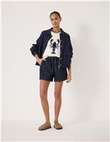 Pure Cotton Denim High Waisted Shorts