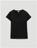 Pure Cotton Textured V-Neck T-Shirt