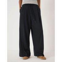HUSH Elasticated Waist Wide Leg Trousers Navy