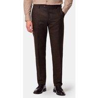 Hawes & Curtis Slim Fit Pure Wool Herringbone Suit Trousers Brown