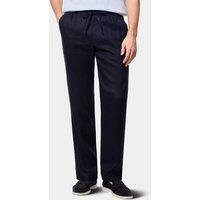 Hawes & Curtis Regular Fit Pure Linen Lightweight Trousers Navy