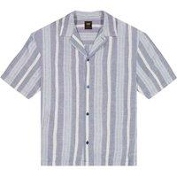Lee Linen Blend Striped Short Sleeve Shirt Blue Mix