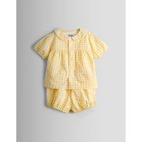 JoJo Maman Bb Pure Cotton Woven Checked Pyjamas (1-7 Years) Yellow
