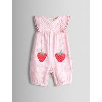 JoJo Maman Bb Pure Cotton Gingham Strawberry All in One (0 Mths-3 Yrs) Light Pink