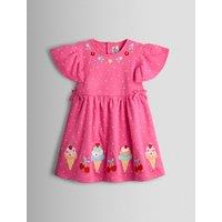 JoJo Maman Bb Pure Cotton Ice Cream Applique Dress (6 Months-7 Years) Fuchsia