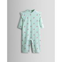 JoJo Maman Bb Cherry Stripe Frill All In One (0 Mths-5 Yrs) Green Mix