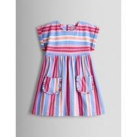 JoJo Maman Bb Pure Cotton Striped Dress (6 Mths-7 Yrs) Pink