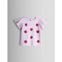 JoJo Maman Bb Pure Cotton Striped Strawberry T-Shirt (6 Mths-9 Yrs) Pink Mix