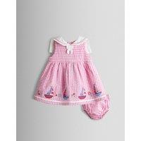 JoJo Maman Bb 2 Piece Sailboat Applique Dress (0-24 Mths) Pink