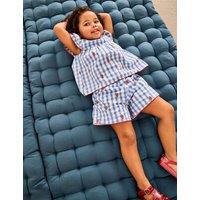 JoJo Maman Bb Pure Cotton Gingham Top & Shorts Outfit (0-9 Yrs) Mid Blue
