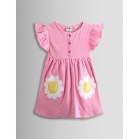 JoJo Maman Bb Pure Cotton Striped Daisy Appliqu Dress (1-7 Yrs) Light Pink