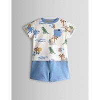 JoJo Maman Bb 2 Piece Pure Cotton Dino Top & Bottom Outfit (6 Mths - 5 Yrs) Khaki Mix