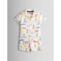 JoJo Maman Bb 2 Piece Pure Cotton Seaside Shirt & Shorts Set (6 Mths-7 Yrs) Cream