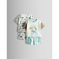 JoJo Maman Bb 2 Pack Pure Cotton Dinosaur Pyjamas (12 Mths - 6 Yrs) Multi