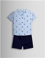 2 Piece Pure Cotton Sailboat Shirt & Shorts Set (1-7 Yrs)
