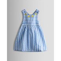 JoJo Maman Bb Pure Cotton Striped Sunflower Dress (6 Months-9 Years) Mid Blue