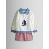 JoJo Maman Bb 2 Piece Pure Cotton Nautical Outfit (12 Mths - 9 Yrs) Cream