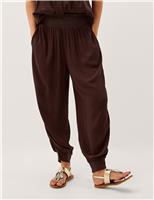 Monsoon Shirred Relaxed Joggers Brown