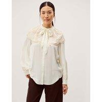 Monsoon Collared Tie Neck Blouse Ivory