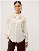Monsoon Collared Tie Neck Blouse Ivory