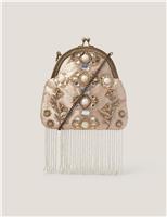 Gemstone Embellished Tassel Purse