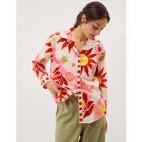 Monsoon Pure Cotton Sun Print Button Through Shirt Ivory Mix