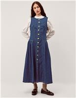 Monsoon Denim Button Through Midi Skater Dress Indigo