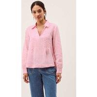 Monsoon Pure Linen Collared V-Neck Pintuck Blouse Pink