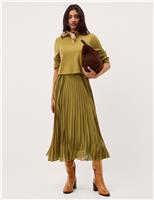 Monsoon High Neck Midi Skater Dress Olive